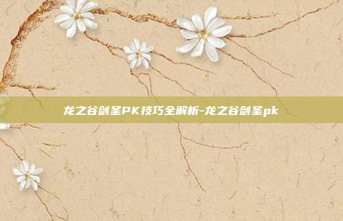 龙之谷剑圣PK技巧全解析-龙之谷剑圣pk