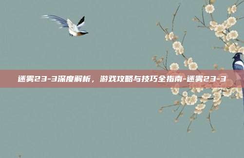 迷雾23-3深度解析,游戏攻略与技巧全指南-迷雾23-3