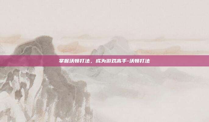 掌握沃顿打法,成为游戏高手-沃顿打法
