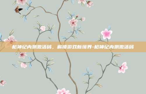枪神纪内测激活码,解锁游戏新境界-枪神纪内测激活码