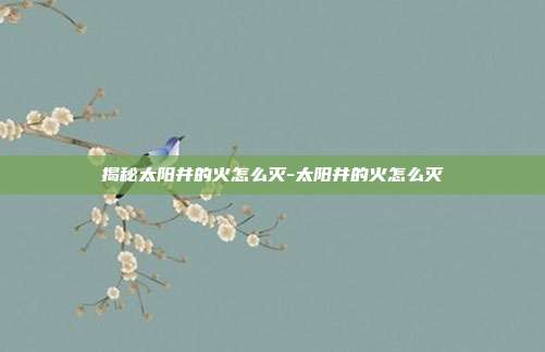 揭秘太阳井的火怎么灭-太阳井的火怎么灭