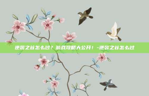 逆袭之谷怎么过?游戏攻略大公开!-逆袭之谷怎么过