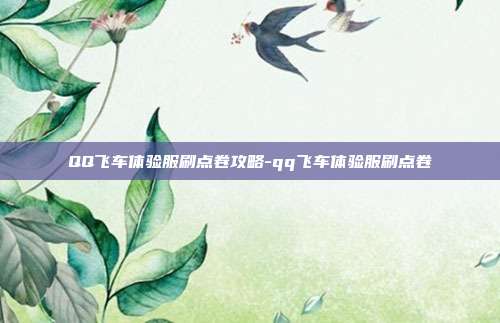 QQ飞车体验服刷点卷攻略-qq飞车体验服刷点卷
