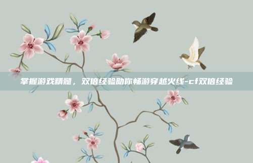 掌握游戏精髓,双倍经验助你畅游穿越火线-cf双倍经验