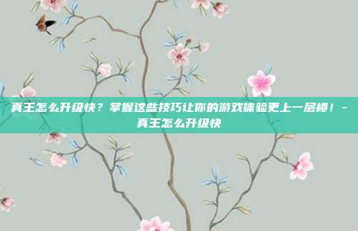 真王怎么升级快?掌握这些技巧让你的游戏体验更上一层楼!-真王怎么升级快