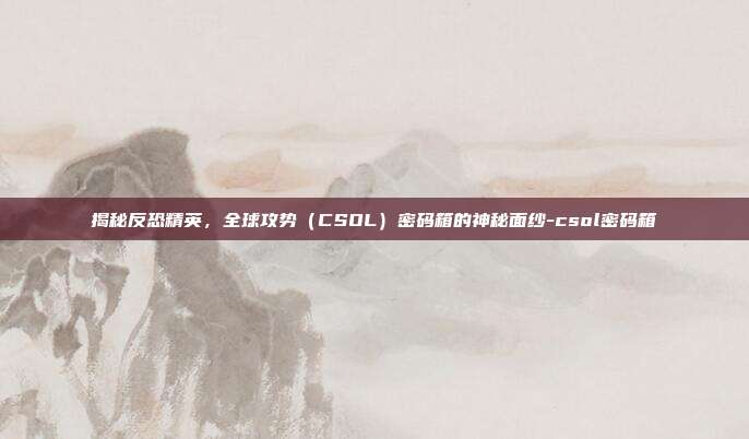 揭秘反恐精英,全球攻势(CSOL)密码箱的神秘面纱-csol密码箱
