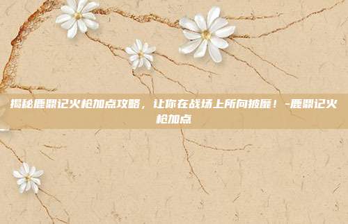 揭秘鹿鼎记火枪加点攻略,让你在战场上所向披靡!-鹿鼎记火枪加点
