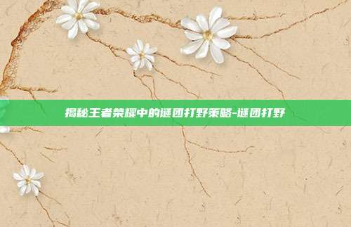 揭秘王者荣耀中的谜团打野策略-谜团打野