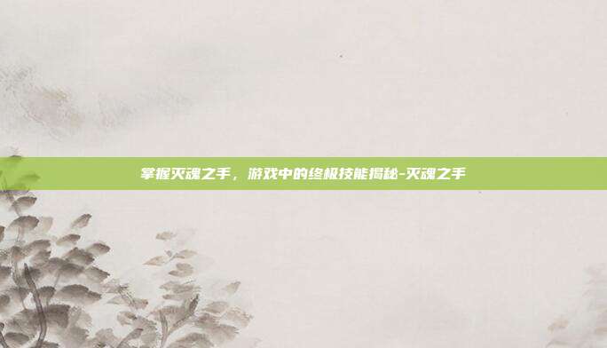 掌握灭魂之手,游戏中的终极技能揭秘-灭魂之手