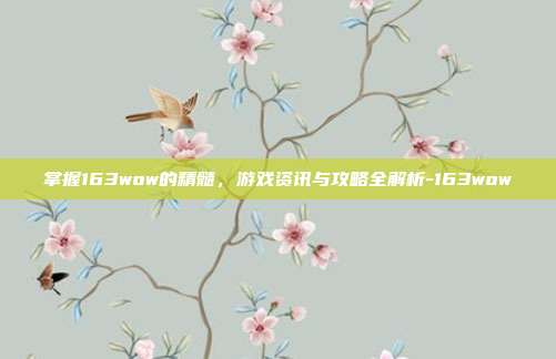 掌握163wow的精髓,游戏资讯与攻略全解析-163wow