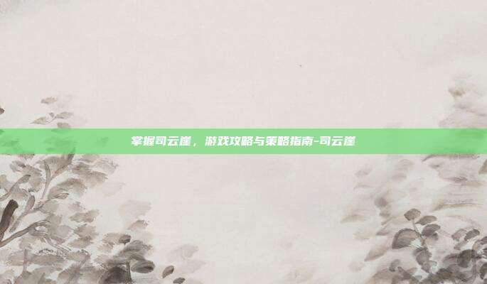 掌握司云崖,游戏攻略与策略指南-司云崖