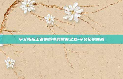 宇文拓在王者荣耀中的厉害之处-宇文拓厉害吗