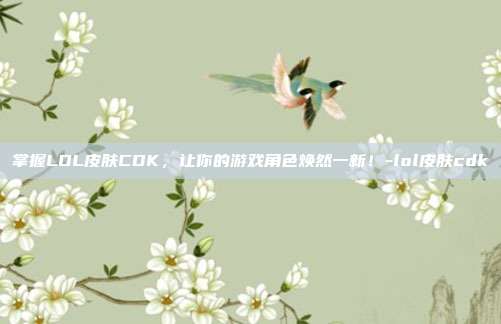 掌握LOL皮肤CDK,让你的游戏角色焕然一新!-lol皮肤cdk