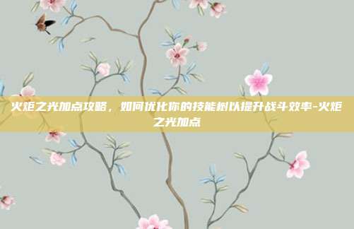 火炬之光加点攻略,如何优化你的技能树以提升战斗效率-火炬之光加点