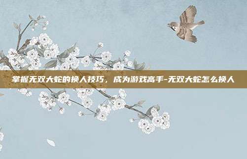 掌握无双大蛇的换人技巧,成为游戏高手-无双大蛇怎么换人