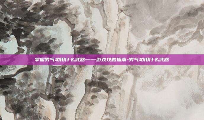 掌握男气功用什么武器——游戏攻略指南-男气功用什么武器