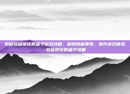 揭秘驻留锁住的盒子游戏攻略,解锁隐藏要素,提升游戏体验-驻留锁住的盒子攻略