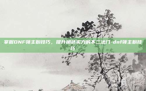 掌握DNF领主粉技巧,提升角色实力的不二法门-dnf领主粉技巧