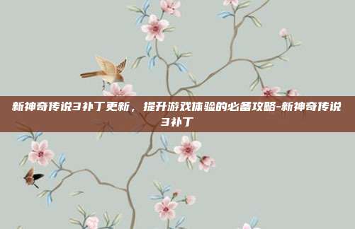 新神奇传说3补丁更新,提升游戏体验的必备攻略-新神奇传说3补丁