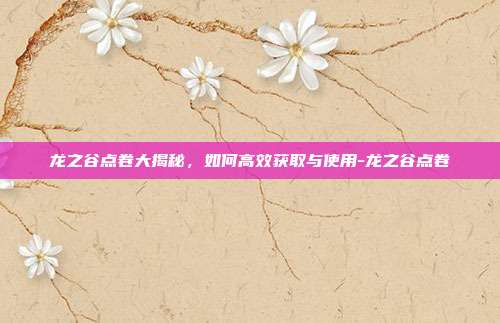 龙之谷点卷大揭秘,如何高效获取与使用-龙之谷点卷