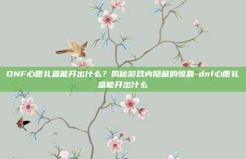 DNF心愿礼盒能开出什么?揭秘游戏内隐藏的惊喜-dnf心愿礼盒能开出什么