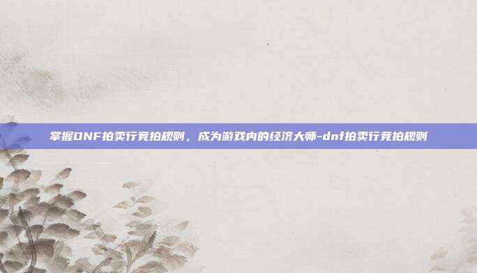 掌握DNF拍卖行竞拍规则,成为游戏内的经济大师-dnf拍卖行竞拍规则