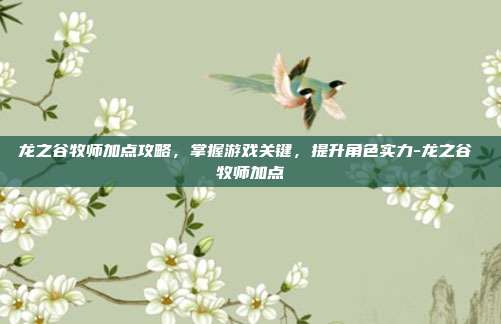 龙之谷牧师加点攻略,掌握游戏关键,提升角色实力-龙之谷 牧师加点
