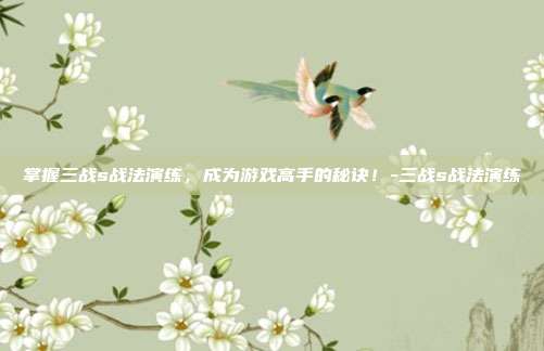 掌握三战s战法演练,成为游戏高手的秘诀!-三战s战法演练