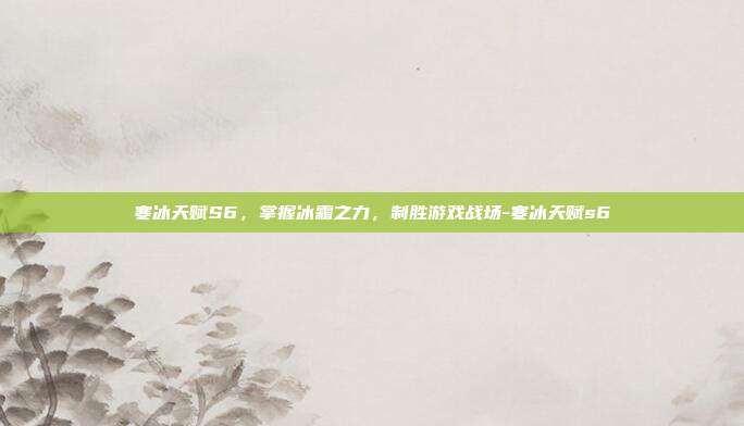 寒冰天赋S6,掌握冰霜之力,制胜游戏战场-寒冰天赋s6