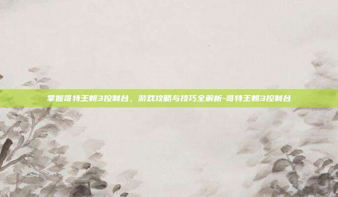 掌握哥特王朝3控制台,游戏攻略与技巧全解析-哥特王朝3控制台