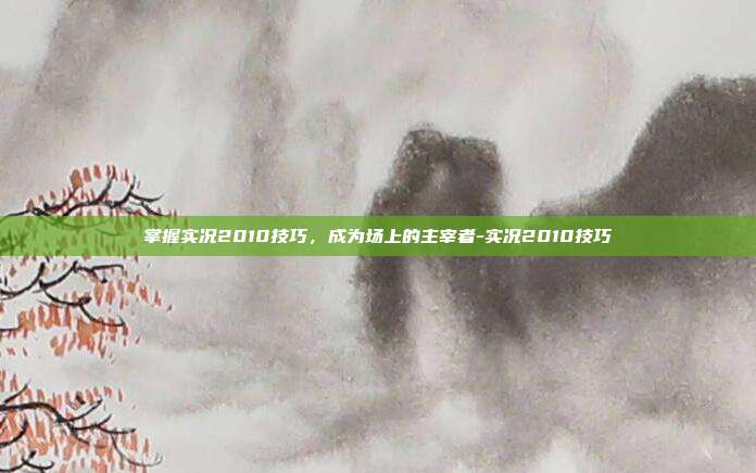 掌握实况2010技巧,成为场上的主宰者-实况2010技巧