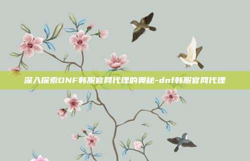 深入探索DNF韩服官网代理的奥秘-dnf韩服官网代理