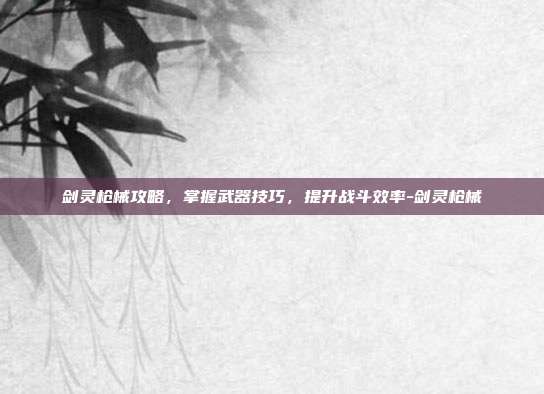 剑灵枪械攻略,掌握武器技巧,提升战斗效率-剑灵枪械