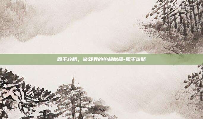 霸王攻略,游戏界的终极秘籍-霸王攻略