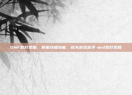 DNF散打觉醒,掌握终极技能,成为游戏高手-dnf散打觉醒