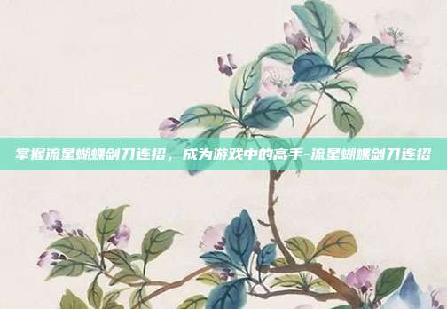 掌握流星蝴蝶剑刀连招,成为游戏中的高手-流星蝴蝶剑刀连招