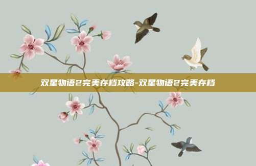 双星物语2完美存档攻略-双星物语2完美存档
