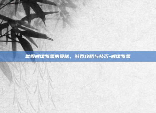掌握戒律牧师的奥秘,游戏攻略与技巧-戒律牧师