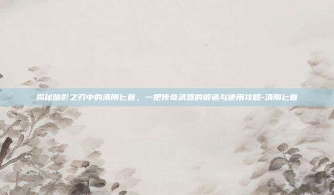 揭秘暗影之刃中的清刚匕首,一把传奇武器的锻造与使用攻略-清刚匕首