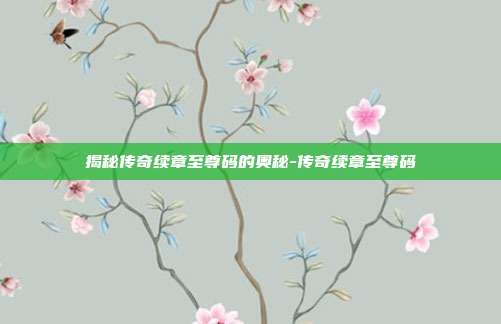 揭秘传奇续章至尊码的奥秘-传奇续章至尊码