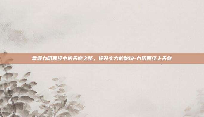 掌握九阴真经中的天梯之路,提升实力的秘诀-九阴真经上天梯
