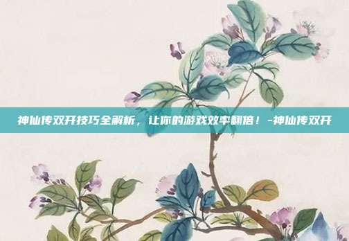 神仙传双开技巧全解析,让你的游戏效率翻倍!-神仙传双开
