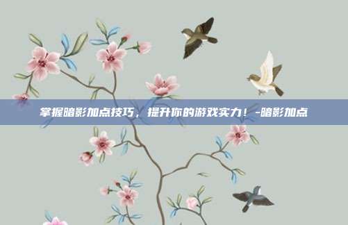 掌握暗影加点技巧,提升你的游戏实力!-暗影加点