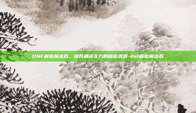 DNF解密魔法石,提升角色实力的秘密武器-dnf解密魔法石