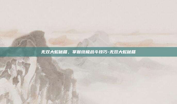 无双大蛇秘籍,掌握终极战斗技巧-无双大蛇秘籍