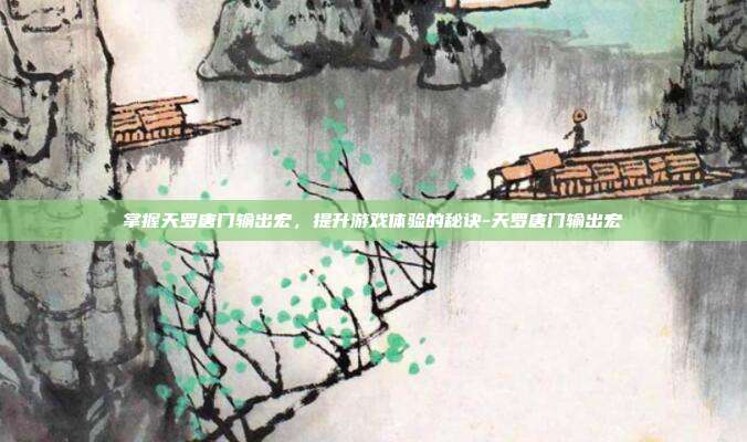 掌握天罗唐门输出宏,提升游戏体验的秘诀-天罗唐门输出宏