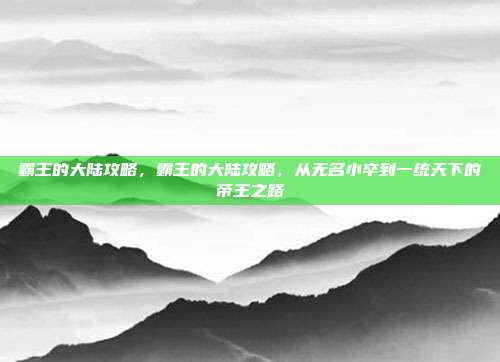霸王的大陆攻略,霸王的大陆攻略,从无名小卒到一统天下的帝王之路