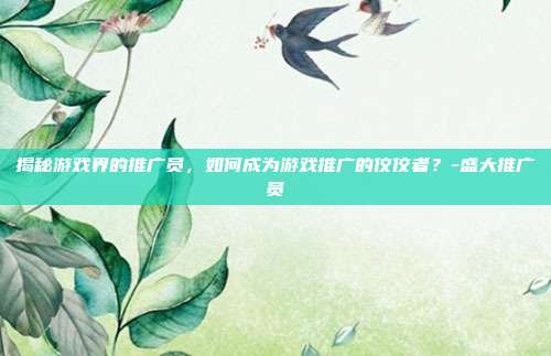 揭秘游戏界的推广员,如何成为游戏推广的佼佼者?-盛大推广员
