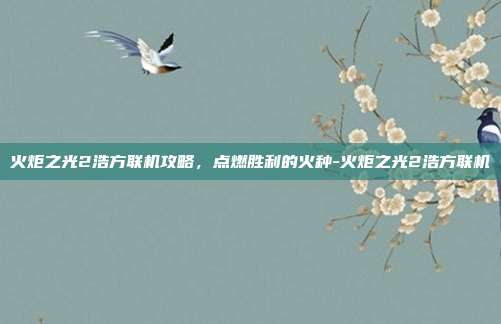 火炬之光2浩方联机攻略,点燃胜利的火种-火炬之光2浩方联机