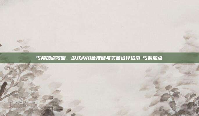 丐帮加点攻略,游戏内角色技能与装备选择指南-丐帮加点